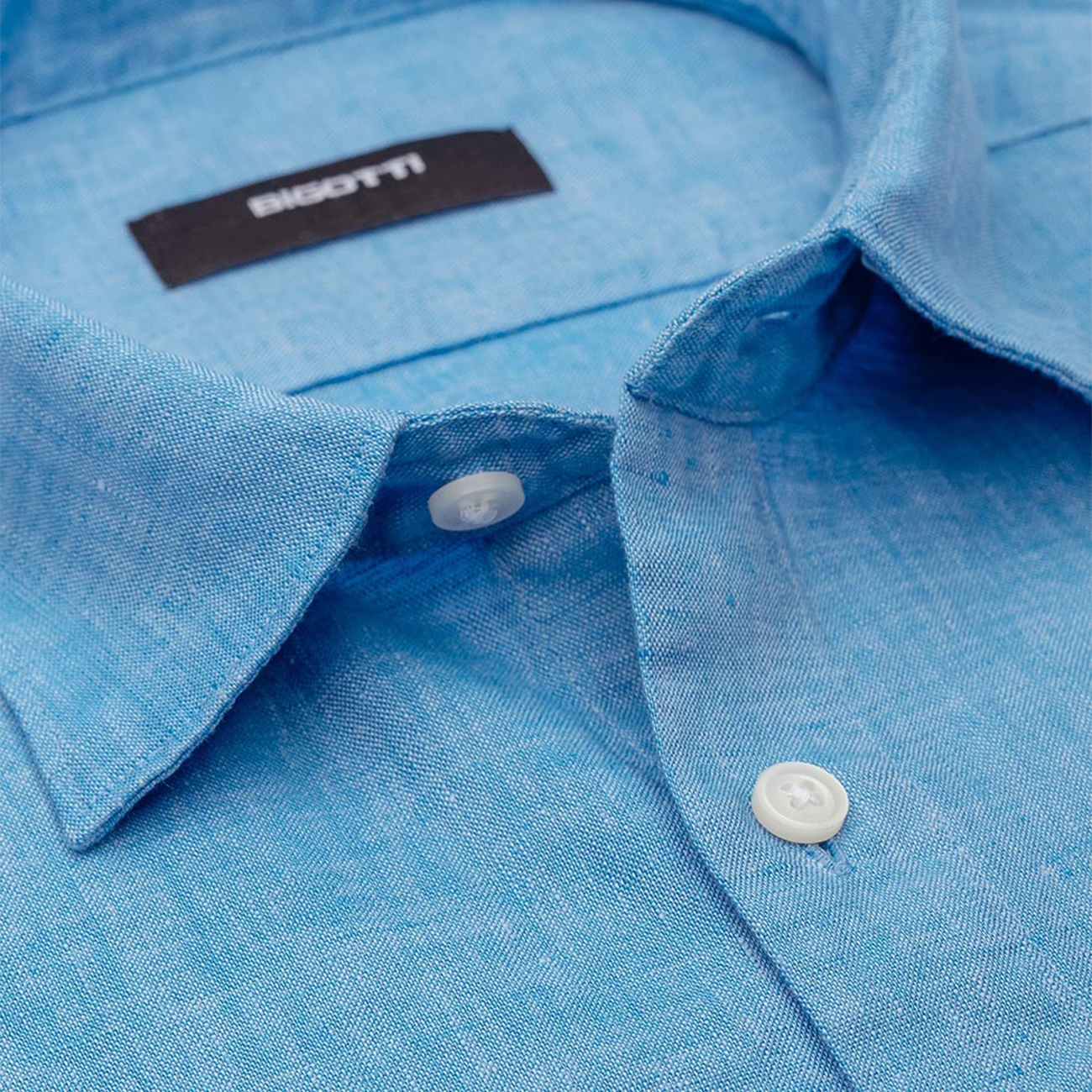 Bigotti Camasi Camasa Din 100% In Slim Uni Albastra  M