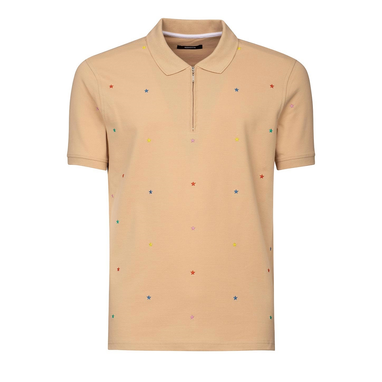 Bigotti Tricouri Tricou Polo Slim Bej Print Geometric L