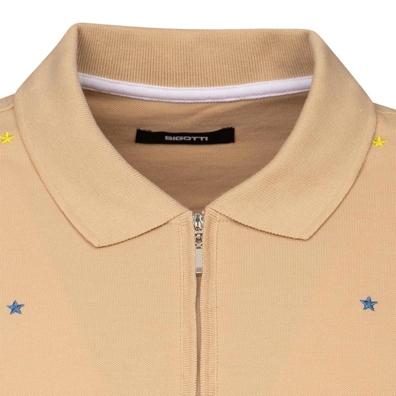 Bigotti Tricouri Tricou Polo Slim Bej Print Geometric XL