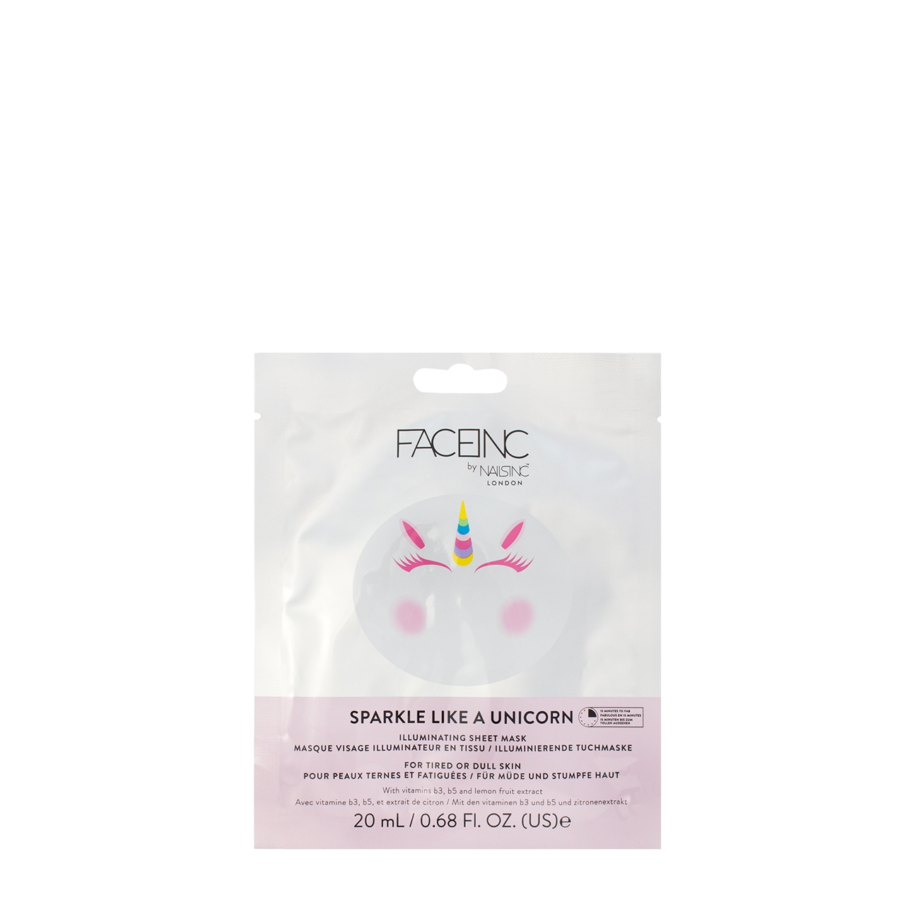 FACEInc Masti SPARKLE LIKE A UNICORN ILLUMINATING SHEET MASK  20 ml