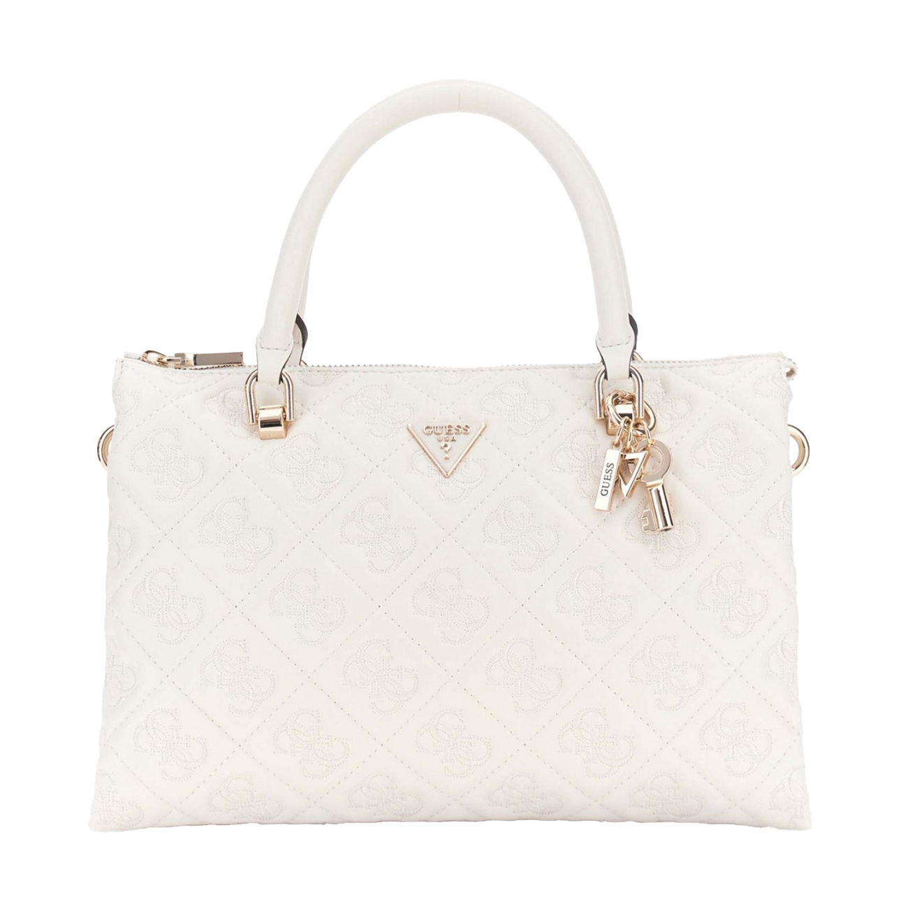 Guess Genti de mana Adelasia Multi Comp Satchel Off White 