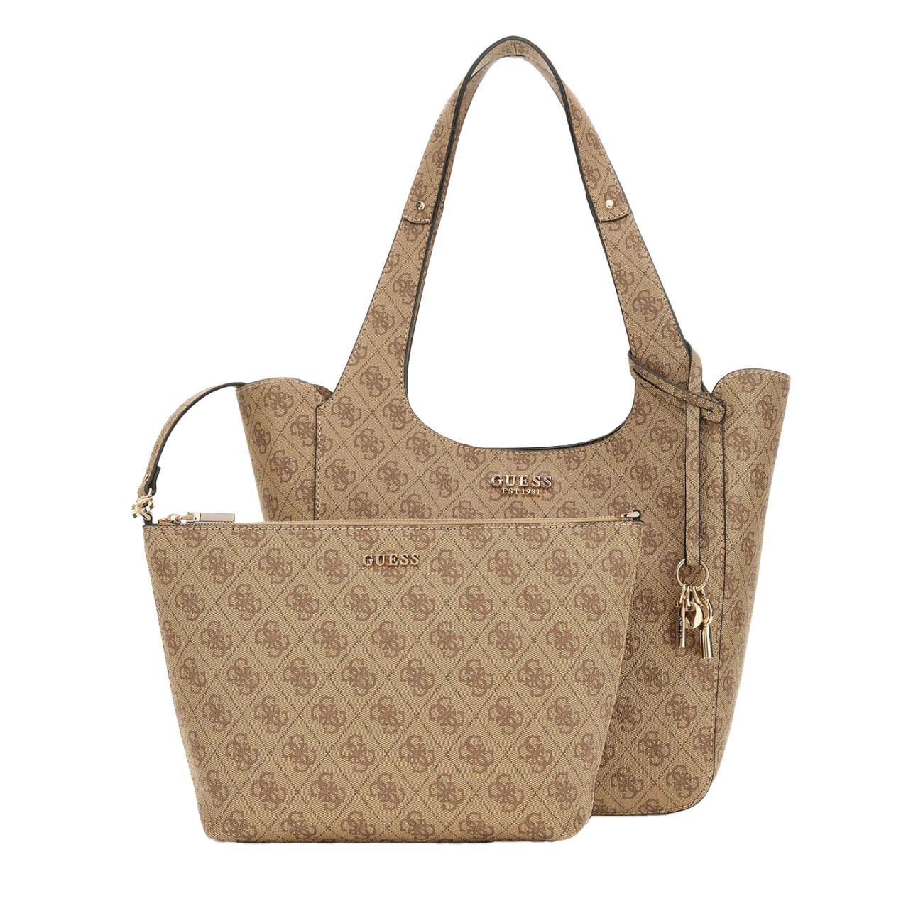 Guess Genti de mana Calista 2 in 1 Tote Latte Logo 