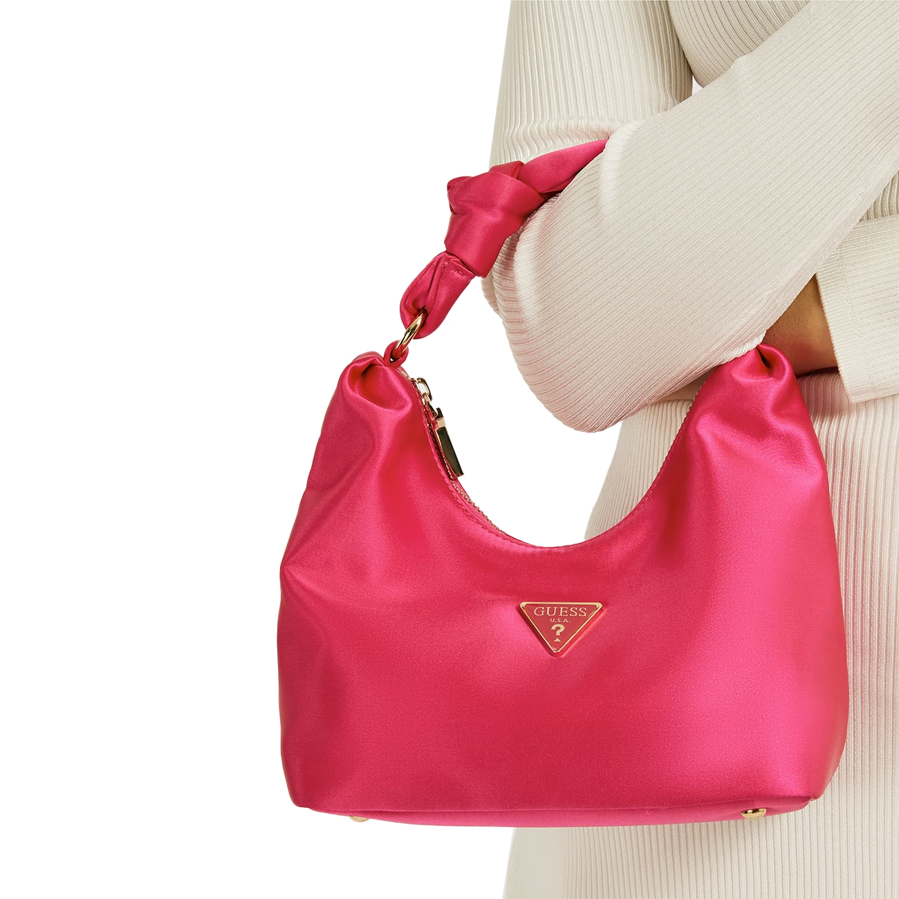 Guess Genti de mana Velina Satin Mini Handbag Magenta 