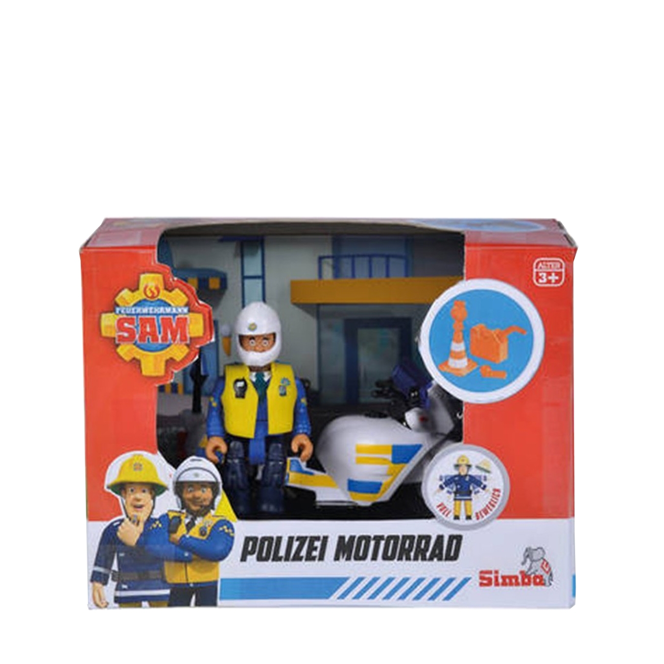 Simba Toys Figurine Pompierul Sam Police Motocicleta Figurina  